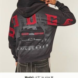 Hollister Black and Red Graphic Hoodie